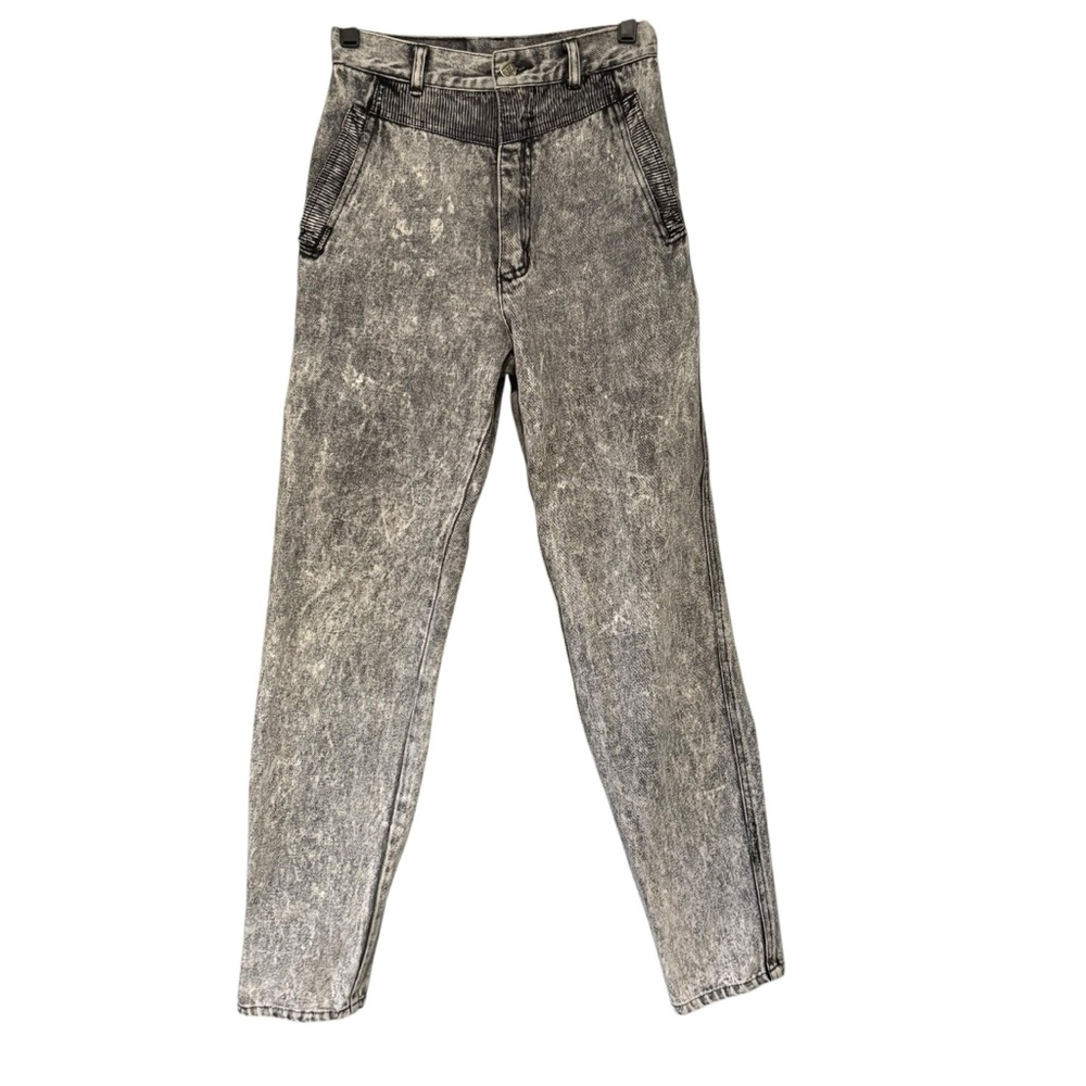 Vtg 90’s/Y2K Squeeze Black /Gray Acid Wash Jeans High Waist Tapered Leg Jeans